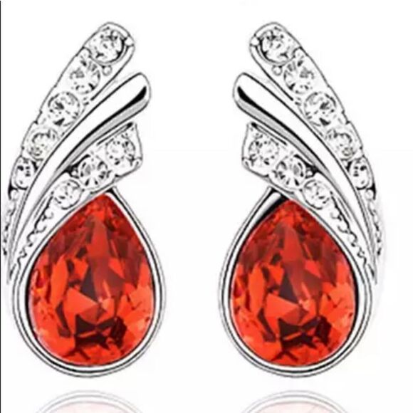 ⭐️ Orange Gemstone Fashion Angel Wings Crystal Necklace Earrings Jewelry Set - Picture 4 of 4